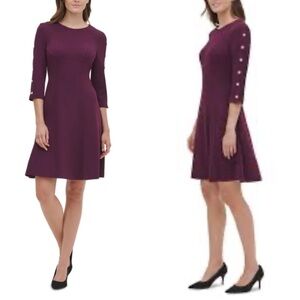 Tommy Hilfiger Jewel Neck 3/4 Sleeve Knee Length Dress Size 4